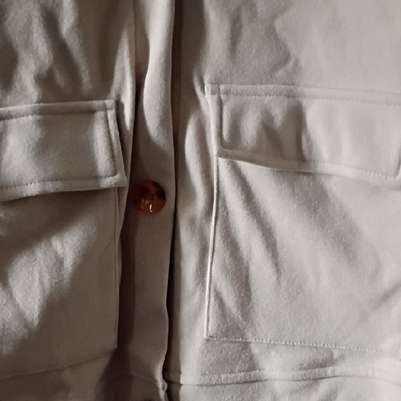 Women's Beige Super Soft Casual Button-Front Jacket - Picture 3 of 10